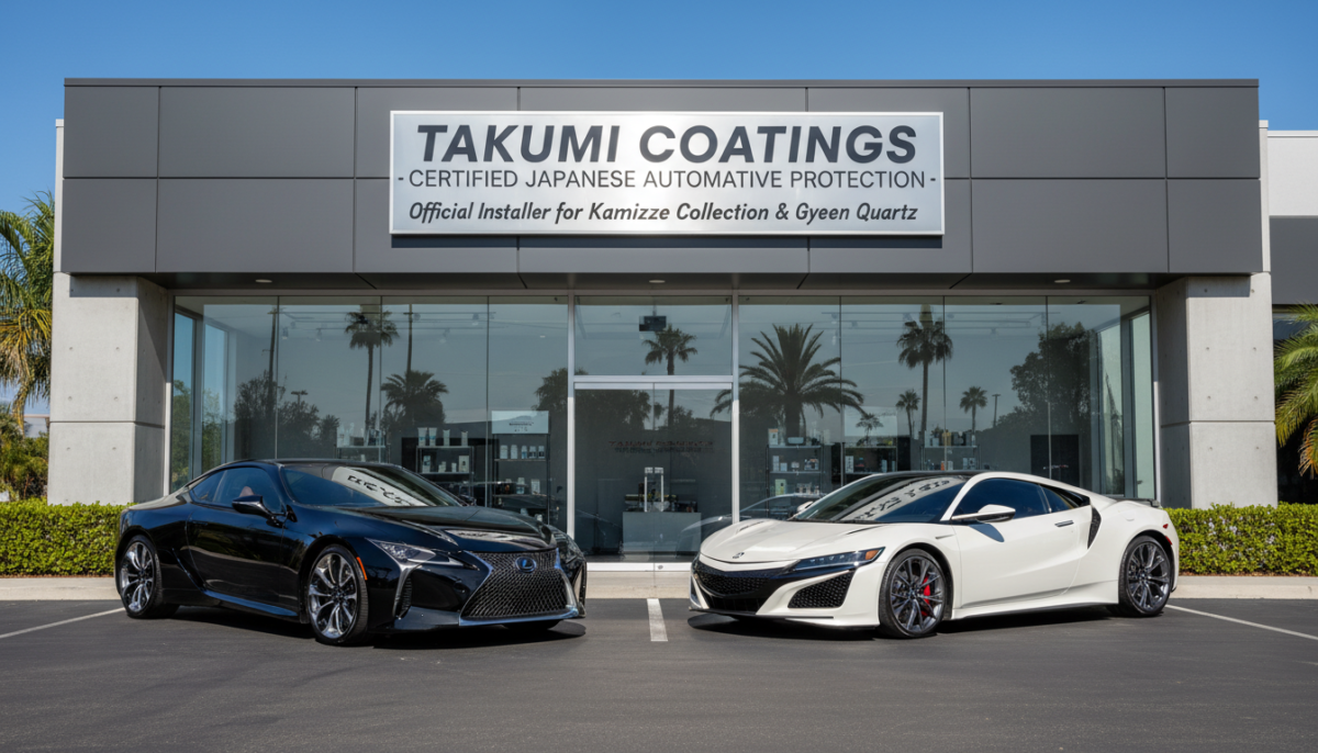 JCA認定施工店の外観と高級車コーティング施工